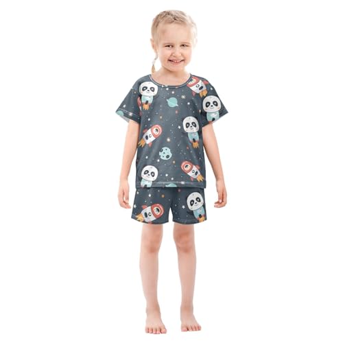 ALAZA Panda Outer Space Star Pajamas Short Sleeve 2 Piece Sleepwear Top and Bottom Pajama Set Unisex3