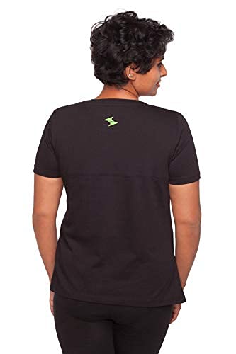 Image of Uhane Women's Gym Dri-Fit Classic Work-Out Round Neck Loose Fit T-Shirt (Black) Short Sleeves Top for Sports and Fitness