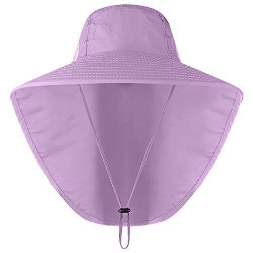 Wide Brim Sun Hat With Neck Flap, Adjustable Outdoor 50+Upf Protection Safari Cap Womens Mens Hiking Fishing Hat(Purple) #TOP23