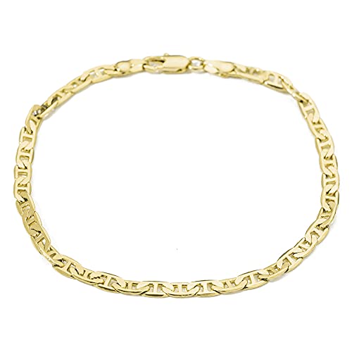 Image of kelistom Gold Anklet for Women 14K Gold / 18K Gold /Platinum Plated Flat Mariner Link Chain Ankle Bracelets for Women 9 10 11 inches