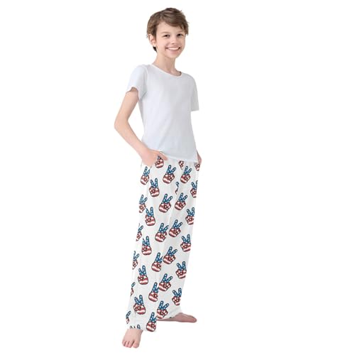Boys' Pants Peace Sign Gesture V Long Bottoms Jogger Pants Elastic Waist Trousers with Pockets S-XL4