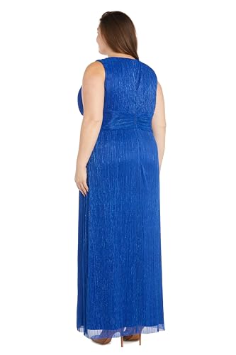 Image of Long Crinkle Pleated Dress W /Rhinestone Detail at Waist & Front Slit