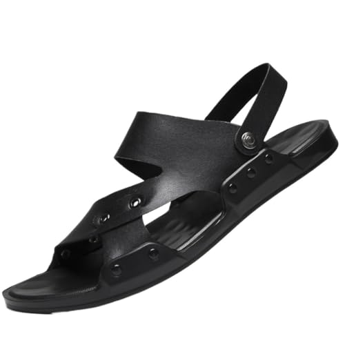 Fashion Men Sandals Leather Comfortable Cow Leather Shoes British Casual Shoes Men's Slippers(39 Code)