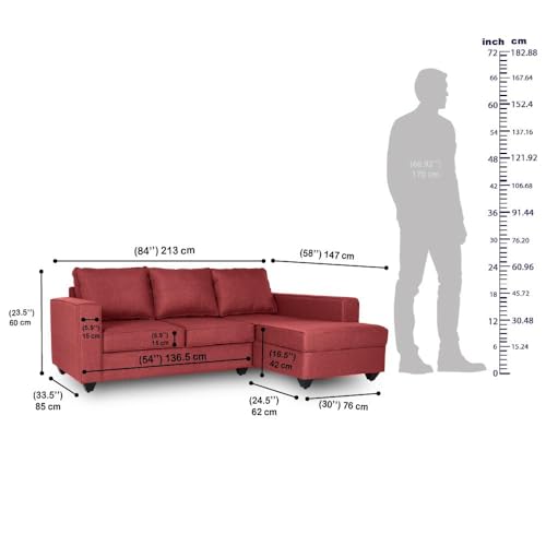 Image of Wakefit Sofa Set | 3 Year Warranty | Sofa 2 Seater, 2 Seater Sofa for Living Room, Wooden Sofa Set, Couch Sofa for Living Room, Sofa for Living Room - Napper(Omega : Red)