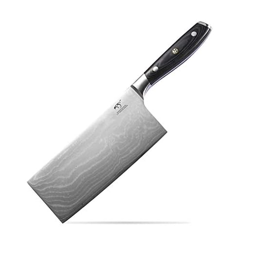 Damascus Cleaver Knife 7 Inch, Professional Kitchen Knife Forged with Japanese VG-10 Super Steel 67-Layer Damascus, Non-slip Wood Ergonomic Handle, Razor Sharp Lightweight Multipurpose Full Tang