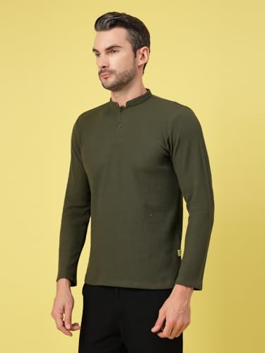 Image of Rigo Printed Casual T-Shirts for Men | Waffle Knit Solid T-Shirt for Men | Full Sleeves T-Shirts for Men