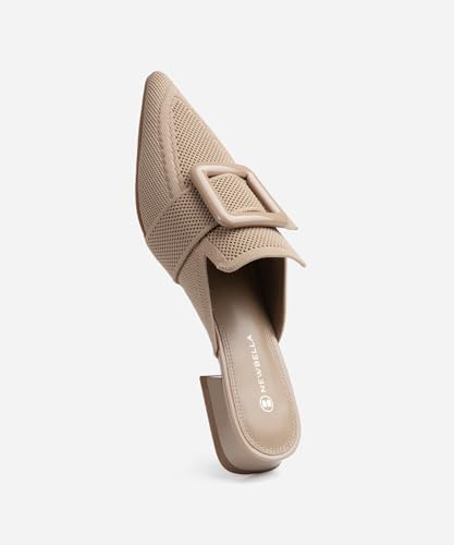 Image of NEWBELLA Women's Flat Pointed Toe Mules, Apricot
