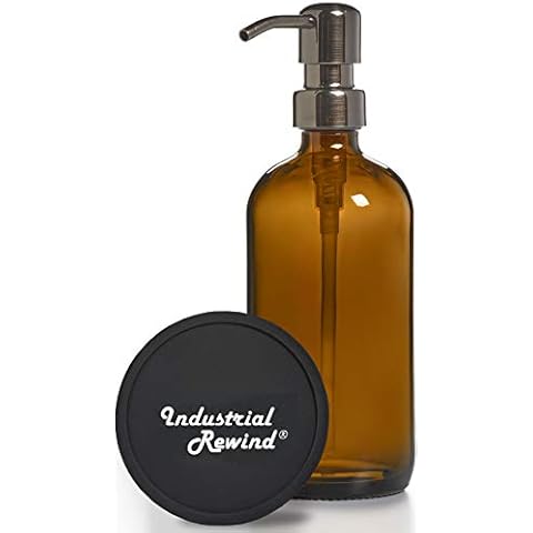 Amber 8oz Glass Soap Dispenser with Bronze Soap Pump - Soap or Lotion Bottle by Industrial Rewind Cover