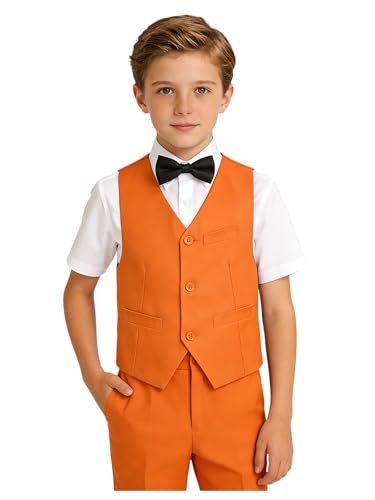 Image of YuanLu Boys Suit Homecoming Dresses for Kids Ring Bearer Outfit Suits Tuxedo Formal Vest and Pants Suit Set