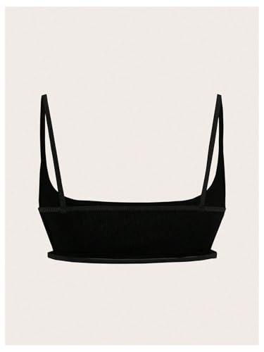 Verdusa Women's Cut Out Backless Square Neck Spaghetti Strap Ribbed Mini Bralette Cropped Cami Top2
