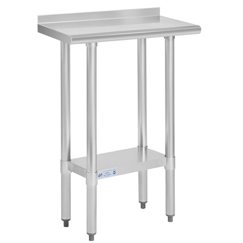 Hally Stainless Steel Table for Prep &amp; Work 14" x 24" with Backsplash NSF