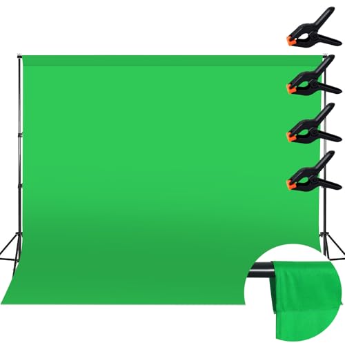 Fondo Fotográfico Verde, 2M x 3M Fondos Fotográficos Greenscreen, Tela de Fondo de Color Puro con 4 Clips de Sujeción, Adecuado para Fotografía, Transmisiones en Vivo y Grabaciones de Televisión