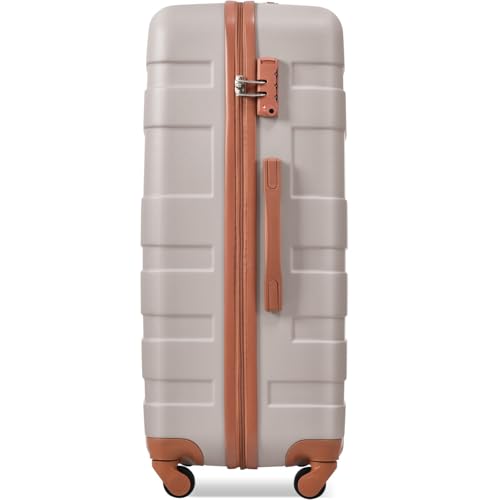 3 Piece Hardshell Luggage Set with Spinner Wheels and TSA Lock Lightweight Suitcase in 20'', 24'', 28'' Sizes (Light Brown)4
