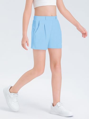 Haloumoning Girls Shorts Kids Casual High Waisted School Uniform Shorts with Pockets 5-14 Years2