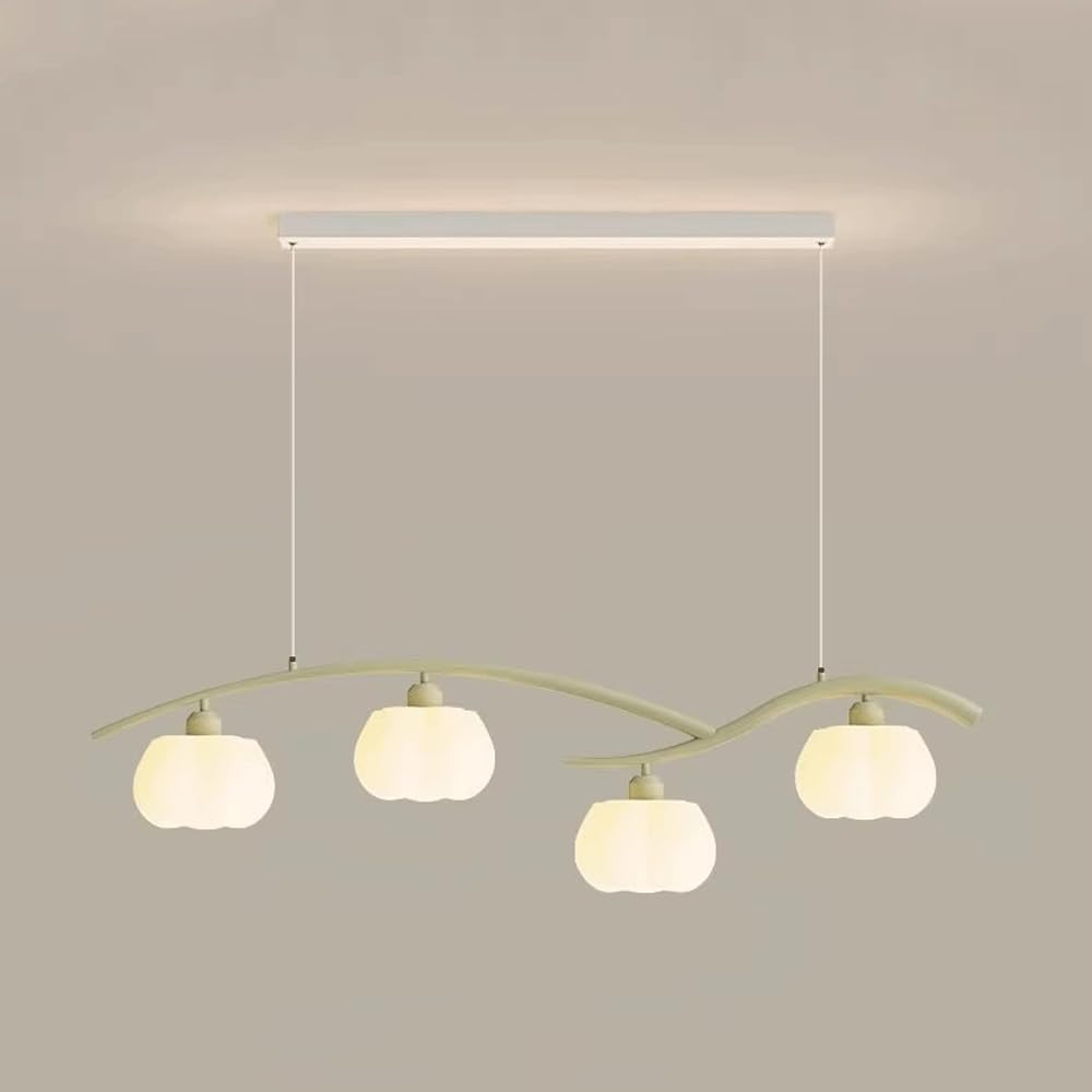 KXEcoLife Acrylic Chandeliers for Dining Room 4-Light Mid Century Modern Long Strip Ceiling Light Fixture Chandelier Living Kitchen Island Counter(Color:Green)