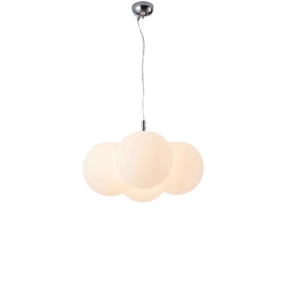 Lustre sphérique blanc suspendu pour optimiser l'éclairage de votre chambre ou îlot de cuisine sombre