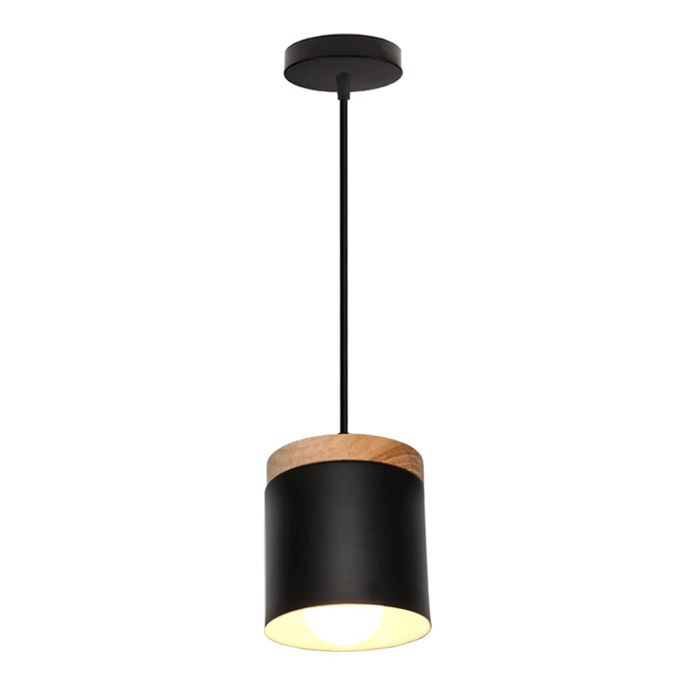 Petit lustre suspendu E27 en bois pour résoudre le manque de lumière sur îlot de cuisine