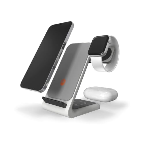 STM ChargeTree Swing 3-in-1 Magnetic Wireless Charger for iPhone 18/17/Air/17 Pro/16/15/14/13/12 Series, Samsung & Android, AirPods 3rd/2nd Gen, Apple Watch, 15W Fast Charge, White