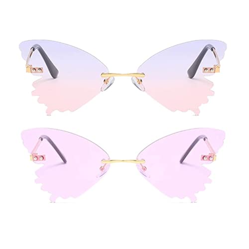 Butterfly Rimless Sunglasses for Women Vintage Metal Frame Cat Eye glasses for party cute Streetwear eyewear2