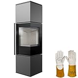KRATKI Ren/M camino angolare 7 kW – stufa indipendente in acciaio Ø 150 mm 2 lati vetro – BImSchV 2, Ecodesign & Flamme...