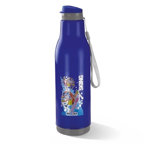 Nayasa Quench 600ml Water Bottle | BPA-Free Insulated Plastic Inner | Leak-Proof Twist Cap | For Office, School, Gym, Travel, and Outdoor Use | Dark Blue