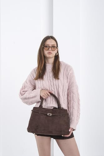 Bolso Tote de Mujer en Gamuza con Herrajes Dorados miniatura 2