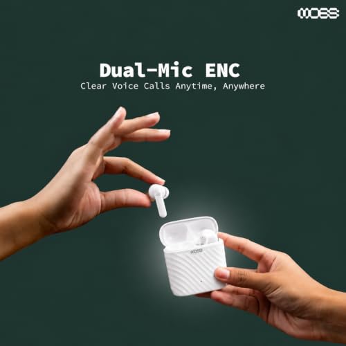 Image of MOSS Echo Endura - TWS Earbuds Up to 60 Hours Total Playback, Dual Mic ENC Clear Calls, Bluetooth 5.4, 8mm Drivers, Hall Switch, Low Latency (40-60ms), Dual EQ Modes (White)