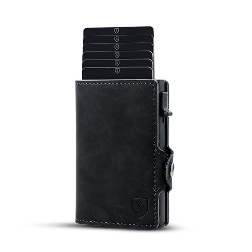 Image of Xclusive Airtag Wallet for Men | Trifold RFID Wallet | Luxurious Card Holder & Minimalist Wallet with Money Clip | Blend of Luxury & Utility in Men's Wallets | Black
