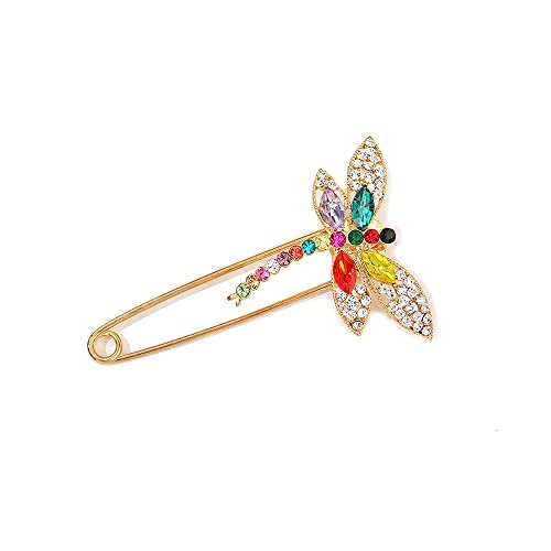 Image of Dainty Butterfly Brooch Pin Crystal Rhinestone Dragonfly Ladybug Pins Lapel Sweater Shawl Scarves Clips Safery Pins Dress Shirt Brooches Pins for Women Girls Fashion Jewelry Gifts Clothes Accessories