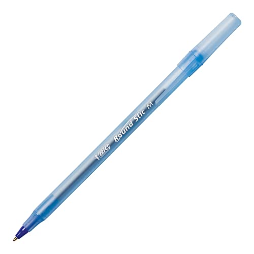 Image of BIC Round Stic Xtra Life Ballpoint Pen, Medium Point (1.0mm), Blue, Flexible Round Barrel For Writing Comfort, 240-Count