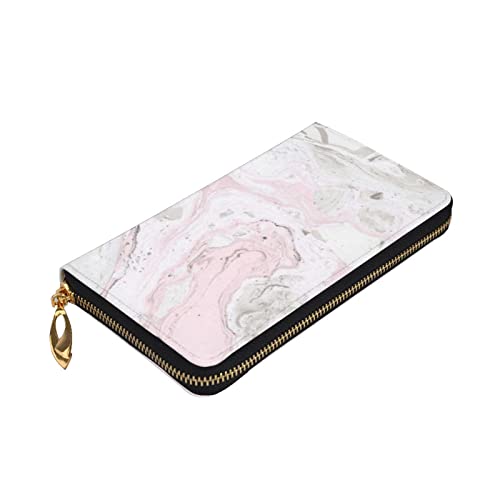 Portefeuille femme en cuir marbre noir zippé taille unique