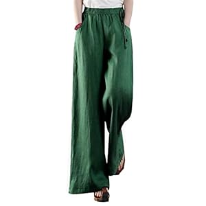 Les umes Dames wijde broek met pijpen en vloeistoffen, comfortabel, elastisch, grote maat, katoen, linnen, losse yoga, pilates, broek, palazzo, harembroek