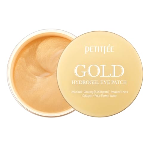 PETITfÉE 24k GOLD HYDROGEL KOREAN EYE PATCHES for Puffy Eyes, Under-eye Wrinkles & Dry Under-eye Skin. PACK OF 60 (30 Pairs)