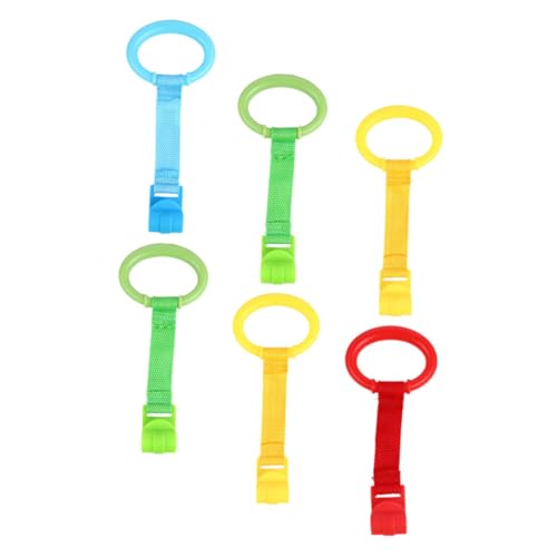 LAPYAPPE 6個 ベビーベッド用プルリング 幼児の立ち上がり補助リング 素材使用 滑らかな仕上げで の手に優しい 展開で早期色彩認識サポート