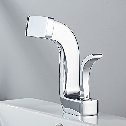 Robinet de lavabo de salle de bain noir et laiton chromé élégant JCAKES