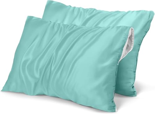 Image of Utopia Bedding Premium 100% Waterproof Pillow Protectors with Zipper Queen Size (Set of 2), Bed Bug and Dust Mite Proof Zippered Pillow Covers, Pillow Encasement Cases, Spa Blue
