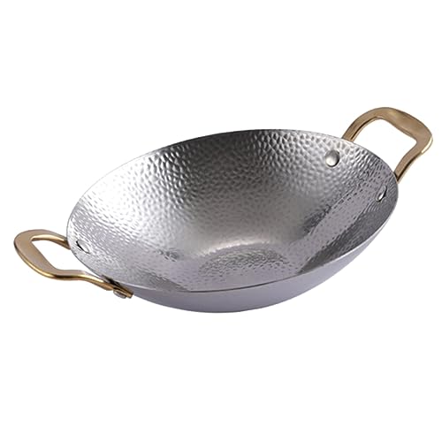 FUNOMOCYA Stainless Steel Double Handle Dry Cooking Pot Non-stick Frying Pan for Gas Electric Stoves Kitchen Cookware -scald Design for Home Restaurant Use