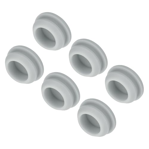 Image of MECCANIXITY 6pcs Silicone Snap in Locking Hole Plugs,13.5mm /0.5 Inch Mounting Diameter Narrow Groove Width 2mm Panel Seal Cover Round for Kitchen Bulkheads Waterproof Sealing Plugs Grey