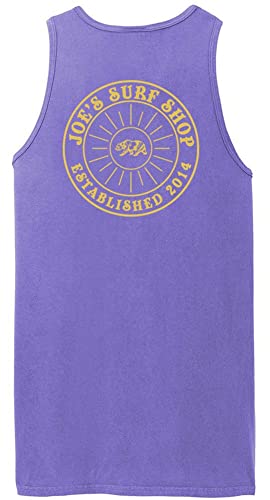 JOES SURF SHOP Mens Graphic Logo Collection Beach Wash Garment-Dyed Tank Tops in S-4XL