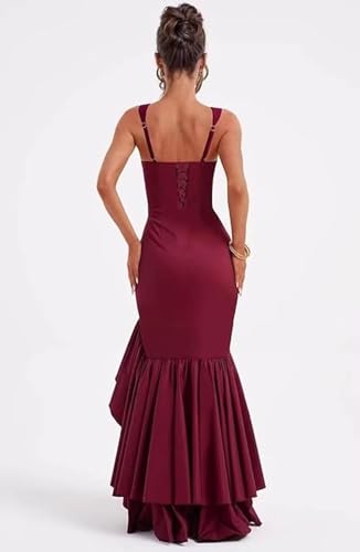 Ruffle Satin Prom Dresses 2025 for Women Long Mermaid Formal Evening Party Gowns2