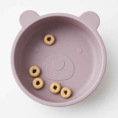 Spoondrift 100% Food Grade Silicone Slip-Proof Suction Bear Shaped Bowl | BPA-Free | Non-Toxic | For Toddler Meal Time, Choose From 3 Colors (Pink Nectar)