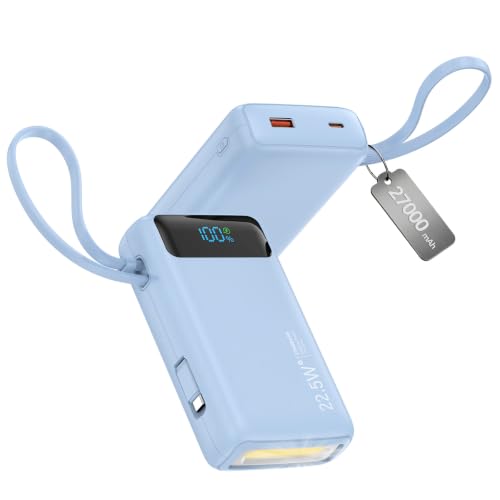 Nusyddy Portable Charger 27000mAh 22.5W w/Built-in Cable...