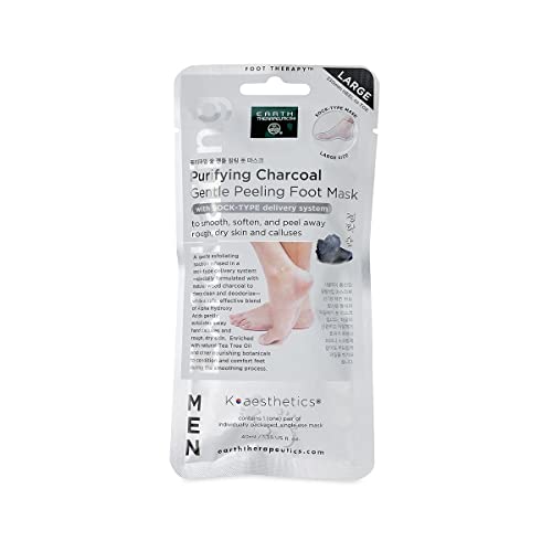 Earth Therapeutics Purifying Charcoal Gentle Peeling Foot Mask – Large Size (1 pair)
