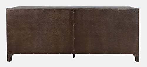 Image of Jofran Acacia Wood Accent Cabinet with 4 Doors and Adjustable Shelves, Mid-Century Modern Storage Cabinet for Living Room, Brushed Brown