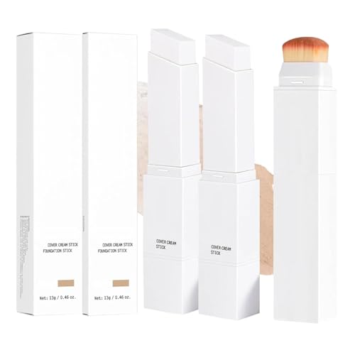 Base Que Cambia De Color,2 EN 1 Base De Maquillaje En Barra,Stick De Base Que Con Cabezal Brocha,Maquillaje De Cobertura Completa A Media,Larga Duración,Para Todo Tipo Pieles (Natural)
