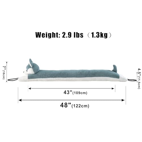 Image of Marwood Under Door Draft Stopper Decorative Wind Stopper 48 inch for Door & Window, Weighted Animal Air Draft Stopper Snake Noise Blocker for Bottom of Door with Hanging Loops - Husky