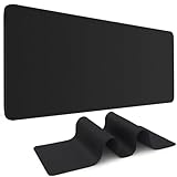 DIGSOM Black Mouse Pad Gaming Keyboard Pad 31.5 x 11.8 in Large Computer Mouse Pad with Anti-Slip Rubber Base and Stitched Edges, Extended Mouse Mat for Gaming Working