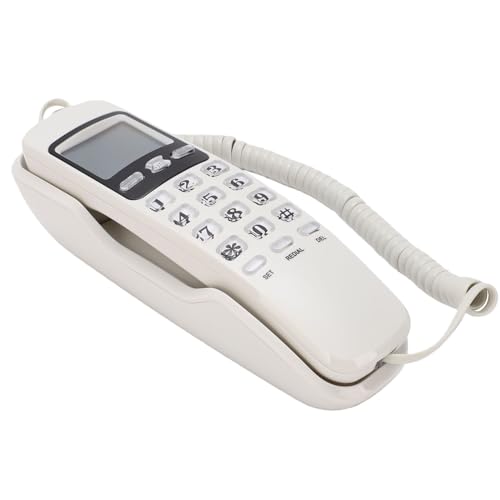 Teléfono Fijo Retro Básico de Pared con Cable Blanco miniatura 7