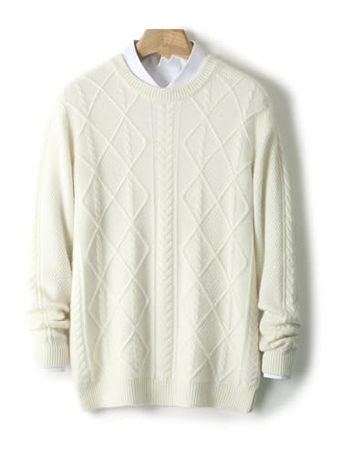 Men's Merino Wool Pullover O-Neck Cable Knit Sweater Autumn Winter Soft Warm Tops2