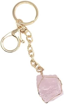 Pretty Inappropriate Crystal Keychain, Capricorn Gifts, Sagittarius Gifts, Amethyst Crystals, Rose Quartz, Aquarius Gifts, Car Keychain for Women (Rose Quartz)